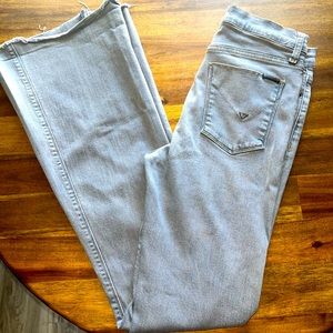 Hudson Jodi High Waisted Raw Hem Flare Jeans Size 28